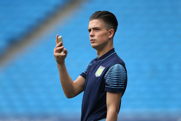 MANCHESTER, ENGLAND - APRIL 25:  Jack Grealish of Aston Villa looks around the Etihad Stadium prior to the Barclays Premier League match between Manchester City and Aston Villa at Etihad Stadium on April 25, 2015 in Manchester, England.  (Photo by Alex Livesey/Getty Images)
