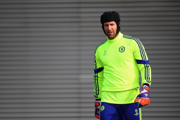 COBHAM, ENGLAND - MARCH 10:  Petr Cech looks on during a Chelsea training session ahead of the UEFA Champions League Round of 16 second leg match against Paris Saint-Germain at Chelsea Training Ground on March 10, 2015 in Cobham, England.  (Photo by Paul Gilham/Getty Images)