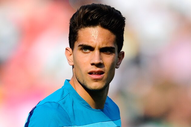 ELCHE, SPAIN - MAY 11:  Marc Bartra of FC Barcelona looks on during the warm up prior to the La Liga match between Elche FC and FC Barcelona at Estadio Manuel Martinez Valero on May 11, 2014 in Elche, Spain.  (Photo by David Ramos/Getty Images)