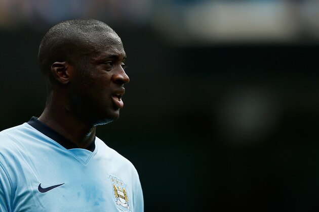 MANCHESTER, ENGLAND - MAY 24:  Yaya Toure of Manchester City looks on during the Barclays Premier League match between Manchester City and Southampton held at Etihad Stadium on May 24, 2015 in Manchester, England.  (Photo by Dean Mouhtaropoulos/Getty Images)