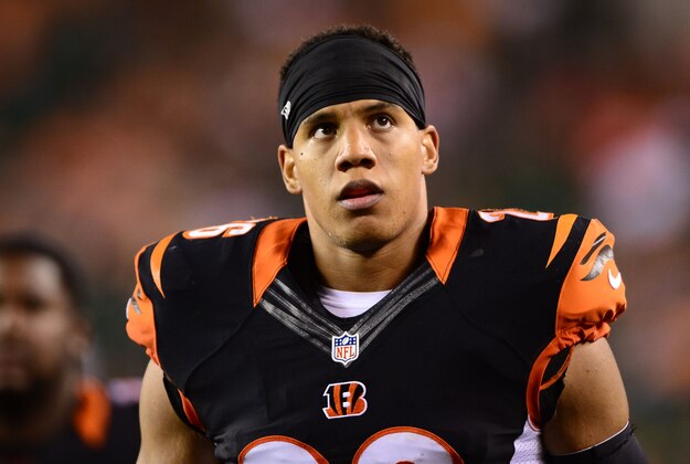 Aug 28, 2014; Cincinnati, OH, USA; Cincinnati Bengals free safety Taylor Mays (26) against the Indianapolis Colts at Paul Brown Stadium. Mandatory Credit: Andrew Weber-USA TODAY Sports