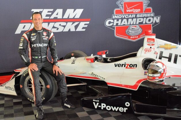 Helio Castroneves and his Team Penske IndyCar.