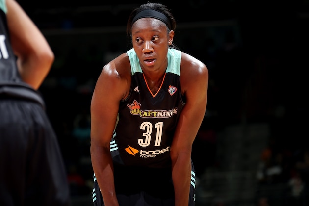 WASHINGTON, DC - JUNE 6: Tina Charles #31 of the New York Liberty stands on the court during a game against the Washington Mystics on June 6, 2015 at the Verizon Center in Washington, DC. NOTE TO USER: User expressly acknowledges and agrees that, by downloading and/or using this photograph, user is consenting to the terms and conditions of the Getty Images License Agreement. Mandatory Copyright Notice: Copyright 2015 NBAE (Photo by Ned Dishman/NBAE via Getty Images) WASHINGTON, DC - JUNE 6: Tina Charles #31 of the New York Liberty stands on the court during a game against the Washington Mystics on June 6, 2015 at the Verizon Center in Washington, DC. NOTE TO USER: User expressly acknowledges and agrees that, by downloading and/or using this photograph, user is consenting to the terms and conditions of the Getty Images License Agreement. Mandatory Copyright Notice: Copyright 2015 NBAE (Photo by Ned Dishman/NBAE via Getty Images)