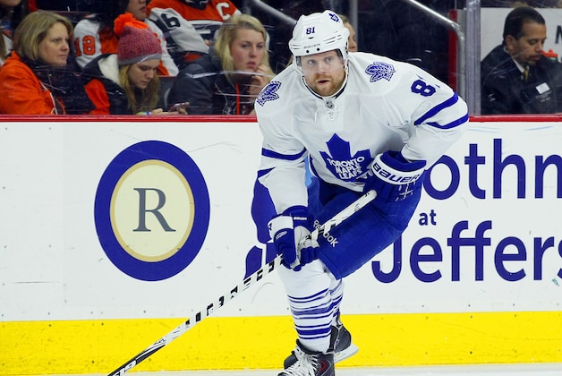 Toronto Maple Leafs' Phil Kessel during an NHL hockey game against the Philadelphia Flyers, Saturday, Jan. 31, 2015, in Philadelphia.  (AP Photo/Tom Mihalek)