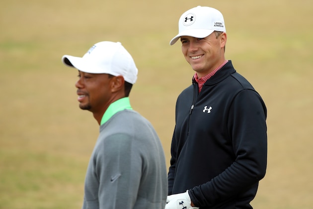 UNIVERSITY PLACE, WA - JUNE 16:  Jordan Spieth of the United States smiles during a practice round prior to the start of the 115th U.S. Open Championship at Chambers Bay on June 16, 2015 in University Place, Washington.  (Photo by Andrew Redington/Getty Images)