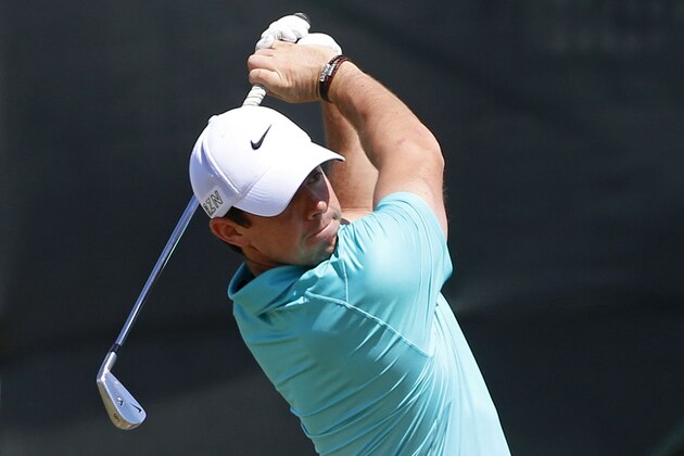Rory McIlroy, of Northern Ireland, warms up on the range before a practice round for the U.S. Open golf tournament at Chambers Bay on Tuesday, June 16, 2015 in University Place, Wash. (AP Photo/Lenny Ignelzi)