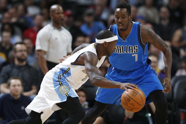 Denver Nuggets guard Ty Lawson (3), left, drives for a shot past Dallas Mavericks forward Al-Farouq Aminu (7) in the first quarter of an NBA basketball game Friday, April 10, 2015, in Denver. (AP Photo/David Zalubowski) Denver Nuggets guard Ty Lawson (3), left, drives for a shot past Dallas Mavericks forward Al-Farouq Aminu (7) in the first quarter of an NBA basketball game Friday, April 10, 2015, in Denver. (AP Photo/David Zalubowski)