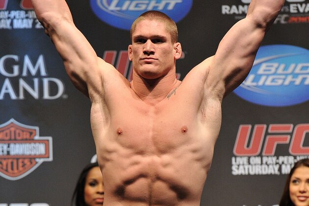 LAS VEGAS - MAY 28:  UFC fighter Todd Duffee  weighs in for his fight against UFC fighter Mike Russow at UFC 114: Rampage versus Rashad at the Mandalay Bay Hotel on May 28, 2010 in Las Vegas, Nevada.  (Photo by Jon Kopaloff/Getty Images)