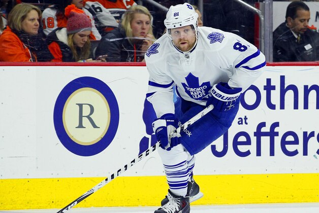 Toronto Maple Leafs' Phil Kessel during an NHL hockey game against the Philadelphia Flyers, Saturday, Jan. 31, 2015, in Philadelphia.  (AP Photo/Tom Mihalek)