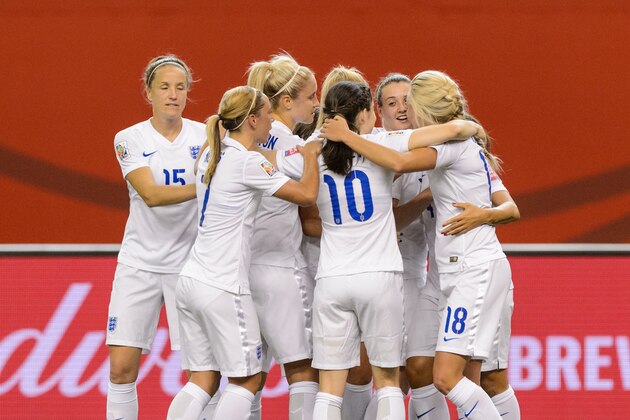 MONTREAL, QC - JUNE 17:  Fara Williams #4 of England celebrates her goal on a penalty shot during the 2015 FIFA Women's World Cup Group F match against Colombia at Olympic Stadium on June 17, 2015 in Montreal, Quebec, Canada.  (Photo by Minas Panagiotakis/Getty Images)