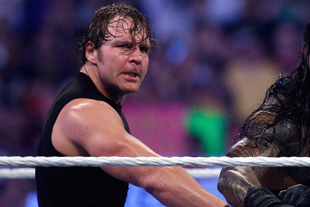 The Shield reacts after their win during Wrestlemania XXX at the Mercedes-Benz Super Dome in New Orleans on Sunday, April 6, 2014. (Jonathan Bachman/AP Images for WWE)