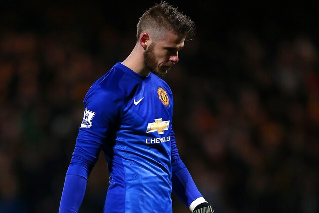 CAMBRIDGE, ENGLAND - JANUARY 23:  David De Gea of Manchester United reacts during the FA Cup Fourth Round match between Cambridge United and Manchester United at The R Costings Abbey Stadium on January 23, 2015 in Cambridge, England.  (Photo by Julian Finney/Getty Images)