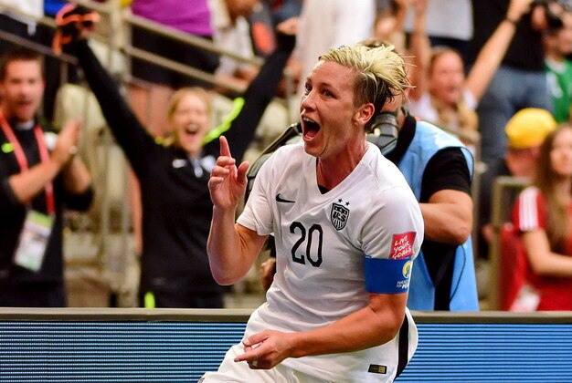 Jun 16, 2015; Vancouver, British Columbia, CAN; United States forward Abby Wambach (20) celebrates after scoring a goal against Nigeria during the first half in a Group D soccer match in the 2015 FIFA women's World Cup at BC Place Stadium. Mandatory Credit: Anne-Marie Sorvin-USA TODAY Sports Jun 16, 2015; Vancouver, British Columbia, CAN; United States forward Abby Wambach (20) celebrates after scoring a goal against Nigeria during the first half in a Group D soccer match in the 2015 FIFA women's World Cup at BC Place Stadium. Mandatory Credit: Anne-Marie Sorvin-USA TODAY Sports