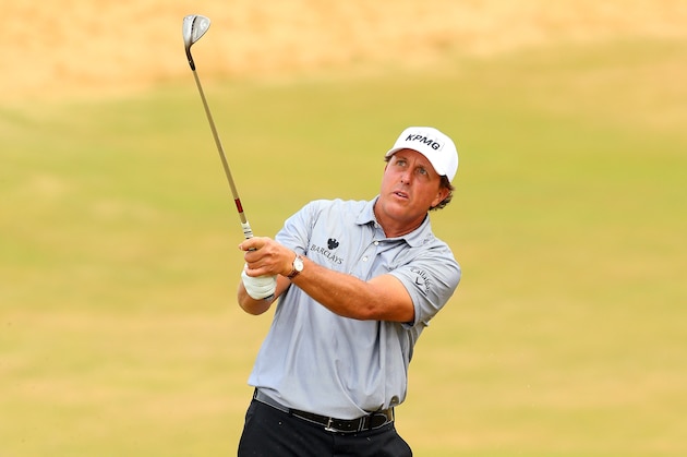 UNIVERSITY PLACE, WA - JUNE 18:  Phil Mickelson of the United States watches his third shot on the eighth hole during the first round of the 115th U.S. Open Championship at Chambers Bay on June 18, 2015 in University Place, Washington.  (Photo by Andrew Redington/Getty Images)
