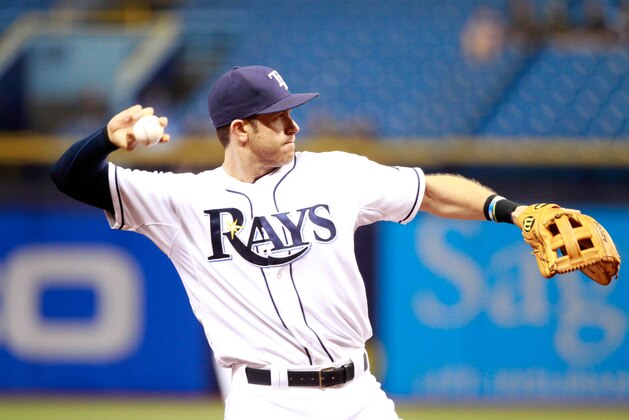 May 21, 2015; St. Petersburg, FL, USA; Tampa Bay Rays third baseman Evan Longoria (3) at Tropicana Field. Mandatory Credit: Kim Klement-USA TODAY Sports