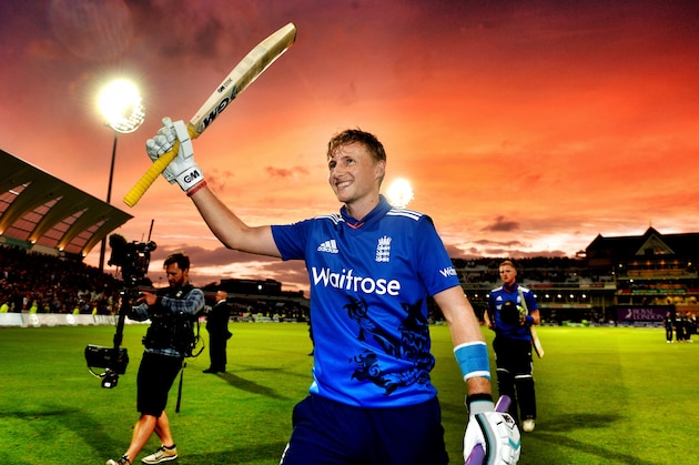NOTTINGHAM, ENGLAND - JUNE 17:   (EDITORS NOTE: Digital filiters were used in the creation of this image) Joe Root of England celebrates winning the 4th ODI Royal London One-Day match between England and New Zealand at Trent Bridge on June 17, 2015 in Nottingham, England.  (Photo by Gareth Copley/Getty Images)