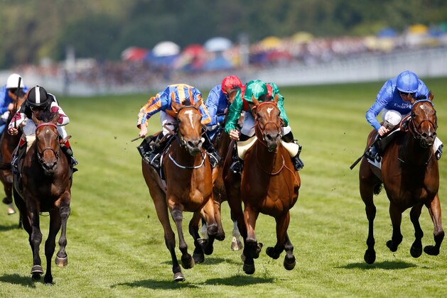 ASCOT, ENGLAND - JUNE 19:  Ervedya ridden by Christophe Soumillon (second right) wins the Coronation Stakes during Royal Ascot 2015 at Ascot racecourse on June 19, 2015 in Ascot, England.  (Photo by Alan Crowhurst/Getty Images for Ascot Racecourse)