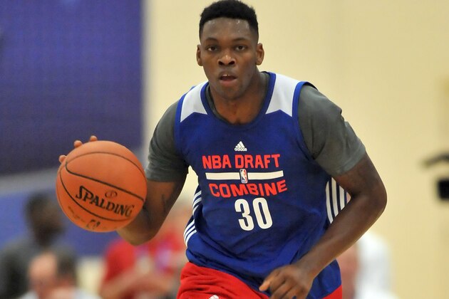 CHICAGO, IL - MAY 15:  Michael Frazier II #30 dribbles the ball up court during the 2015 NBA Draft Combine on May 15, 2015 at Quest Multiplex in Chicago, Illinois. NOTE TO USER: User expressly acknowledges and agrees that, by downloading and/or using this photograph, user is consenting to the terms and conditions of the Getty Images License Agreement.  Mandatory Copyright Notice: Copyright 2013 NBAE (Photo by Randy Belice/NBAE via Getty Images)
