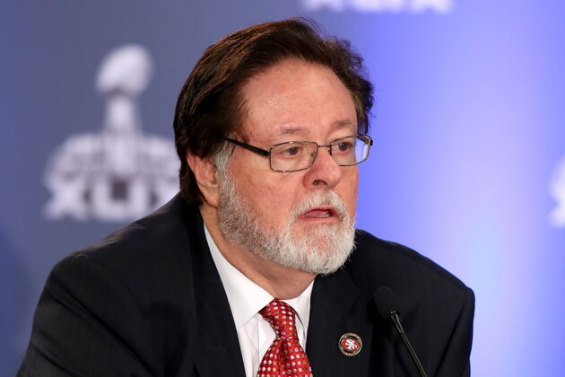 San Francisco 49ers Chairman Dr. John York speaks at an NFL Health and Safety Press Conference on Thursday, January 29, 2015 in Phoenix. Injury data, research advances and the ways that technology augments safety measures on game day were discussed.  (AP Photo/Gregory Payan)