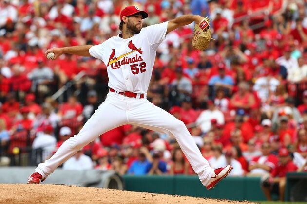 ST. LOUIS, MO - JUNE 16: Starter Michael Wacha #52 of the St. Louis Cardinals pitches against the Minnesota Twins in the third inning at Busch Stadium on June 16, 2015 in St. Louis, Missouri.  (Photo by Dilip Vishwanat/Getty Images)