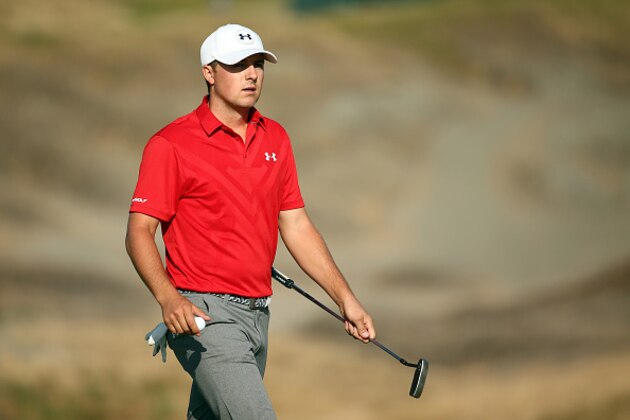 UNIVERSITY PLACE, WA - JUNE 20:  Jordan Spieth of the United States walks off the 14th green during the third round of the 115th U.S. Open Championship at Chambers Bay on June 20, 2015 in University Place, Washington.  (Photo by Mike Ehrmann/Getty Images)