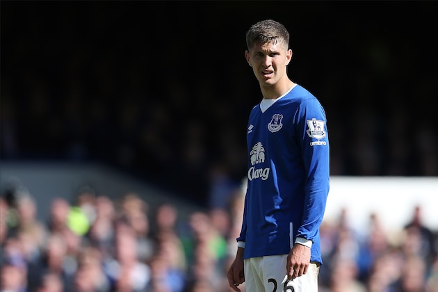 LIVERPOOL, ENGLAND - MAY 24: John Stones of Everton looks on during the Barclays Premier League match between Everton and Tottenham Hotspur at Goodison Park on May 24, 2015 in Liverpool, England. (Photo by Chris Brunskill/Getty Images)