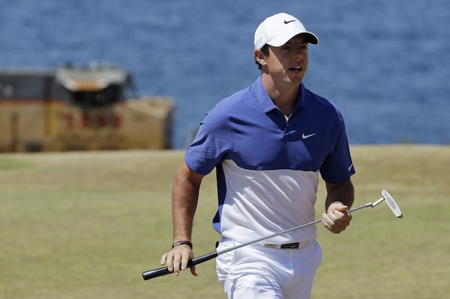 Rory McIlroy, of Northern Ireland, walks off the second green during the final round of the U.S. Open golf tournament at Chambers Bay on Sunday, June 21, 2015 in University Place, Wash. (AP Photo/Ted S. Warren)