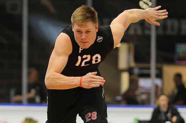 BUFFALO, NY - JUNE 06: Lawson Crouse performs an agility test during the NHL Combine at HarborCenter on June 6, 2015 in Buffalo, New York.  (Photo by Bill Wippert/NHLI via Getty Images)