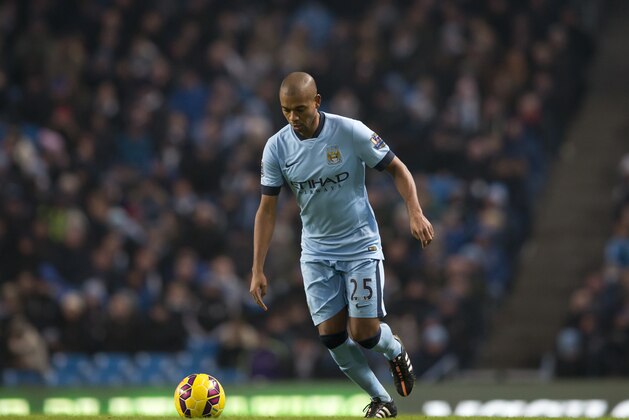 Manchester City's Fernandinho is seen during his team's  English Premier League soccer match against Burnley at the Etihad Stadium, Manchester, England, Sunday Dec. 28, 2014. (AP Photo/Jon Super)