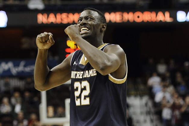 Notre Dame’s Jerian Grant reacts during the second half of an NCAA college basketball game against Massachusetts, Saturday, Nov. 22, 2014, in Uncasville, Conn.  Notre Dame won 81-68.  (AP Photo/Jessica Hill)
