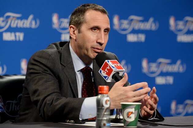 CLEVELAND, OH - JUNE 16:  Head coach David Blatt of the Cleveland Cavaliers speaks to the media after their loss to the Golden State Warriors in Game Six of the 2015 NBA Finals at Quicken Loans Arena on June 16, 2015 in Cleveland, Ohio. NOTE TO USER: User expressly acknowledges and agrees that, by downloading and or using this photograph, user is consenting to the terms and conditions of Getty Images License Agreement.  (Photo by Jason Miller/Getty Images)
