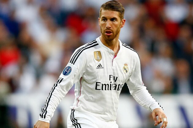 MADRID, SPAIN - APRIL 22:  Sergio Ramos of Real Madrid CF in action during the UEFA Champions League quarter-final second leg match between Real Madrid CF and Club Atletico de Madrid at Bernabeu on April 22, 2015 in Madrid, Spain  (Photo by Clive Rose/Getty Images)