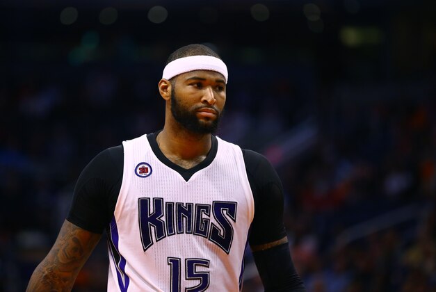 Mar 25, 2015; Phoenix, AZ, USA; Sacramento Kings center DeMarcus Cousins (15) against the Phoenix Suns at US Airways Center. The Kings defeated the Suns 108-99. Mandatory Credit: Mark J. Rebilas-USA TODAY Sports