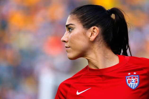 EDMONTON, AB - JUNE 22:  Goalkeeper Hope Solo #1 of the United States looks on in the second half against Colombia in the FIFA Women's World Cup 2015 Round of 16 match at Commonwealth Stadium on June 22, 2015 in Edmonton, Canada.  (Photo by Kevin C. Cox/Getty Images)