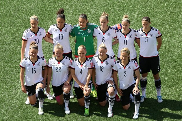 OTTAWA, ON - JUNE 20: Team Germany pose for a team photo prior to the FIFA Women's World Cup Canada 2015 round of 16 match between Germany and Sweden at Lansdowne Stadium on June 20, 2015 in Ottawa, Canada.  (Photo by Jana Chytilova/Getty Images)