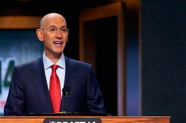 NEW YORK, NY - JUNE 26: NBA Commissioner Adam Silver commences the 2014 NBA Draft at Barclays Center on June 26, 2014 in the Brooklyn borough of New York City. NOTE TO USER: User expressly acknowledges and agrees that, by downloading and/or using this Photograph, user is consenting to the terms and conditions of the Getty Images License Agreement. (Photo by Mike Stobe/Getty Images)
