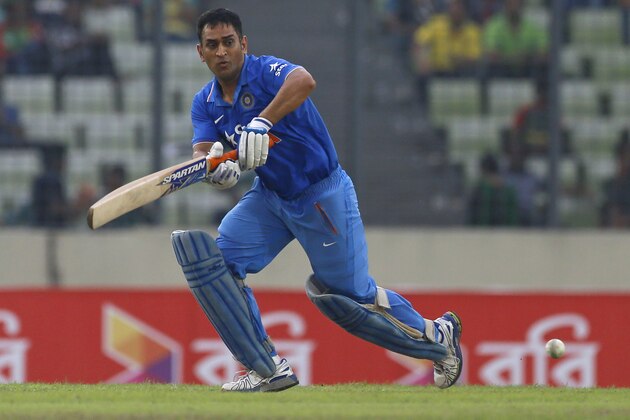 India’s captain M S Dhoni plays a shot during the third one-day international cricket match against Bangladesh in Dhaka, Bangladesh, Wednesday, June 24, 2015. (AP Photo/ A.M. Ahad)