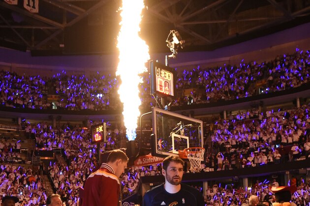 Mar 25, 2015; Memphis, TN, USA; Cleveland Cavaliers forward Kevin Love during warmups prior to the game against the Memphis Grizzlies at FedExForum. Mandatory Credit: Nelson Chenault-USA TODAY Sports