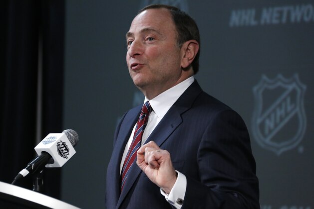 NHL Commissioner Gary Bettman  announces the return of the World Cup of Hockey in 2016 during an hockey press conference at Nationwide Arena Saaturday, Jan. 24, 2015, in Columbus, Ohio. The World Cup tournament will include eight teams and will be played in Toronto next September, before the beginning of NHL training camps. (AP Photo/Gene J. Puskar)
