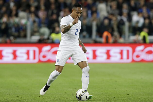 England's Nathaniel Clyne controls the ball during the international friendly soccer match between Italy and England, at the Juventus stadium in Turin, Italy, Tuesday, March 31, 2015. (AP Photo/Antonio Calanni)