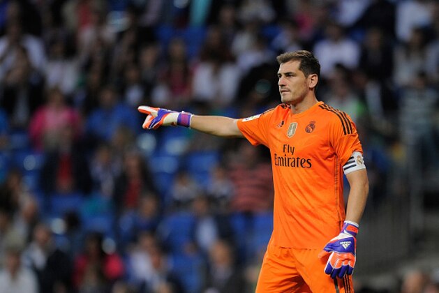 MADRID, SPAIN - MAY 23:  Iker Casillas of Real Madrid reacts during the La Liga match between Real Madrid CF and Getafe CF at Estadio Santiago Bernabeu on May 23, 2015 in Madrid, Spain.  (Photo by Denis Doyle/Getty Images)