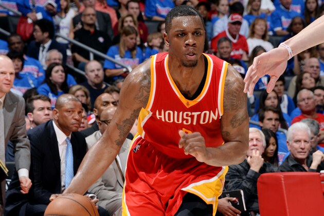 LOS ANGELES, CA - MAY 10: Terrence Jones #6 of the Houston Rockets drives against the Los Angeles Clippers in Game Four of the Western Conference Semifinals during the 2015 NBA Playoffs on May 10, 2015 at STAPLES Center in Los Angeles, California. NOTE TO USER: User expressly acknowledges and agrees that, by downloading and/or using this Photograph, user is consenting to the terms and conditions of the Getty Images License Agreement. Mandatory Copyright Notice: Copyright 2015 NBAE (Photo by Andrew D. Bernstein/NBAE via Getty Images)