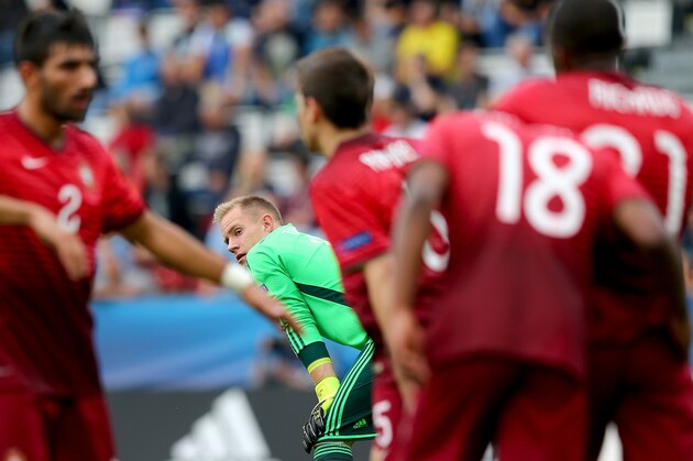 OLOMOUC, CZECH REPUBLIC - JUNE 27:  Marc Andre ter Stegen, goalkeeper of Germany looks dejected during the UEFA European Under-21 semi final match Between Portugal and Germany at Ander Stadium on June 27, 2015 in Olomouc, Czech Republic.  (Photo by Martin Rose/Getty Images)