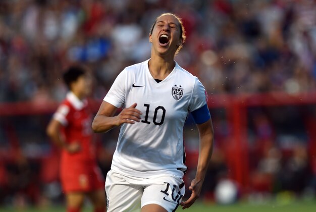 Jun 26, 2015; Ottawa, Ontario, CAN; United States midfielder Carli Lloyd (10) celebrates her goal against China during the second half in the quarterfinals of the FIFA 2015 Women's World Cup at Lansdowne Stadium. Mandatory Credit: Marc DesRosiers-USA TODAY Sports Jun 26, 2015; Ottawa, Ontario, CAN; United States midfielder Carli Lloyd (10) celebrates her goal against China during the second half in the quarterfinals of the FIFA 2015 Women's World Cup at Lansdowne Stadium. Mandatory Credit: Marc DesRosiers-USA TODAY Sports