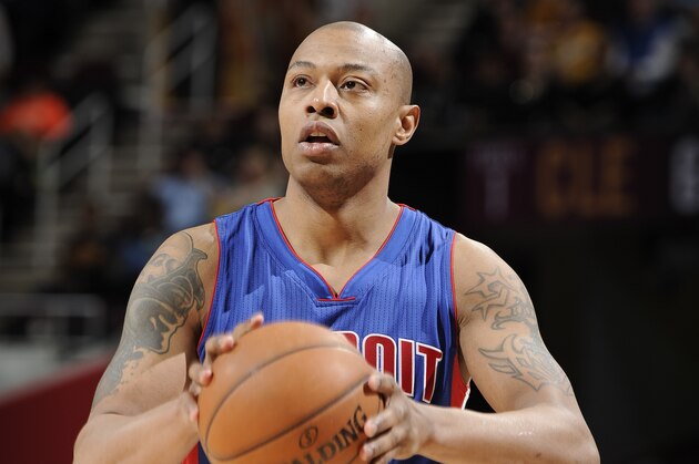 CLEVELAND, OH - APRIL 13: Caron Butler #31 of the Detroit Pistons handles the ball against the Cleveland Cavaliers at The Quicken Loans Arena on April 13, 2015 in Cleveland, Ohio. NOTE TO USER: User expressly acknowledges and agrees that, by downloading and/or using this Photograph, user is consenting to the terms and conditions of the Getty Images License Agreement. Mandatory Copyright Notice: Copyright 2015 NBAE (Photo by David Liam Kyle/NBAE via Getty Images)