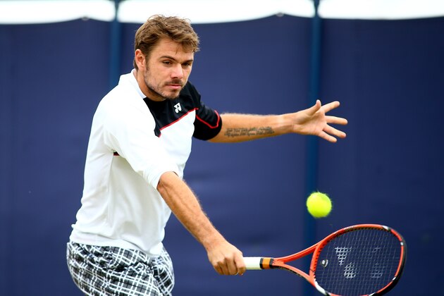 LONDON, ENGLAND - JUNE 14:  Stan Wawrinka of Switzerland in action during a practice session ahead of the Aegon Championships at the Queens Club on June 14, 2015 in London, England.  (Photo by Jordan Mansfield/Getty Images for LTA)