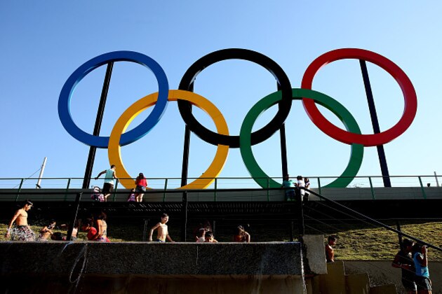 RIO DE JANEIRO, BRAZIL - JUNE 04:  The Olympic Rings rise above Madureira Park on June 4, 2015 in Rio de Janeiro, Brazil.  (Photo by Matthew Stockman/Getty Images)