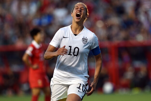 Jun 26, 2015; Ottawa, Ontario, CAN; United States midfielder Carli Lloyd (10) celebrates her goal against China during the second half in the quarterfinals of the FIFA 2015 Women's World Cup at Lansdowne Stadium. Mandatory Credit: Marc DesRosiers-USA TODAY Sports