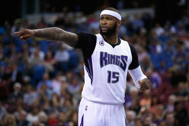 SACRAMENTO, CA - APRIL 03:  DeMarcus Cousins #15 of the Sacramento Kings complains about a call during their game against the New Orleans Pelicans at Sleep Train Arena on April 3, 2015 in Sacramento, California.  NOTE TO USER: User expressly acknowledges and agrees that, by downloading and or using this photograph, User is consenting to the terms and conditions of the Getty Images License Agreement.  (Photo by Ezra Shaw/Getty Images)