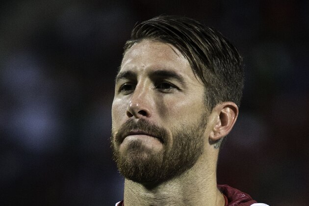 LEON, SPAIN - JUNE 11: Sergio Ramos of Spain stands prior to start the international friendly match between Spain and Costa Rica at Reino de Leon Stadium on June 11, 2015 in Leon, Spain.  (Photo by Gonzalo Arroyo Moreno/Getty Images)